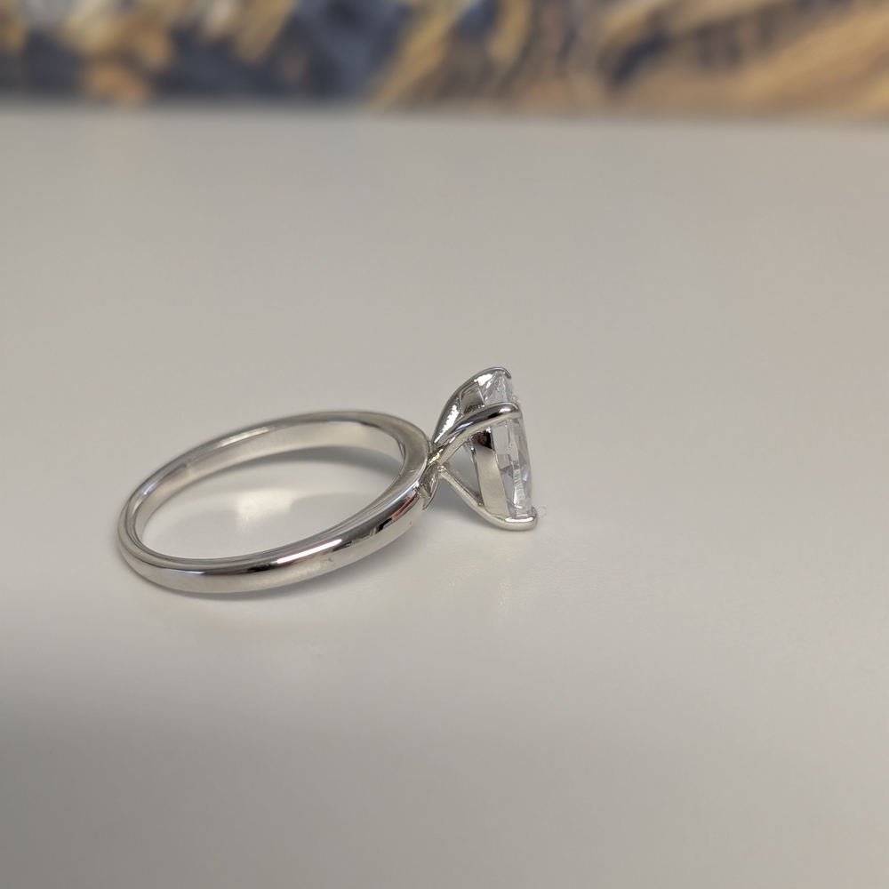 .925 Pear-Shaped Solitaire Engagement Ring in Silver - Picture 2 of 3